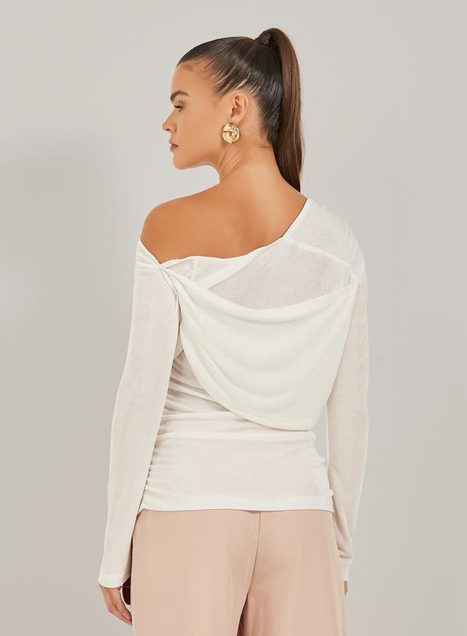 Styli One Shoulder Long Sleeve Knit Top - Image 5